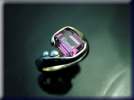 14k 22k alexandrite ring with pearls